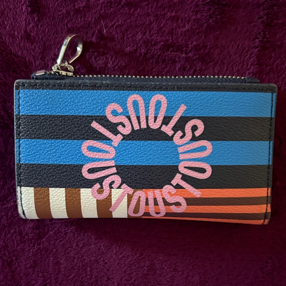 Authentic TOUS wallet with Colorful Striped with TOUS Pink Logo